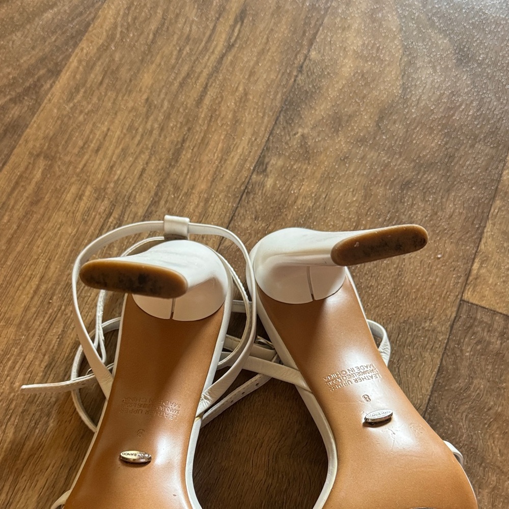 Tony Bianco Cream-White Strappy Square-Toe Ankle Strap Heels - Picture 2 of 3